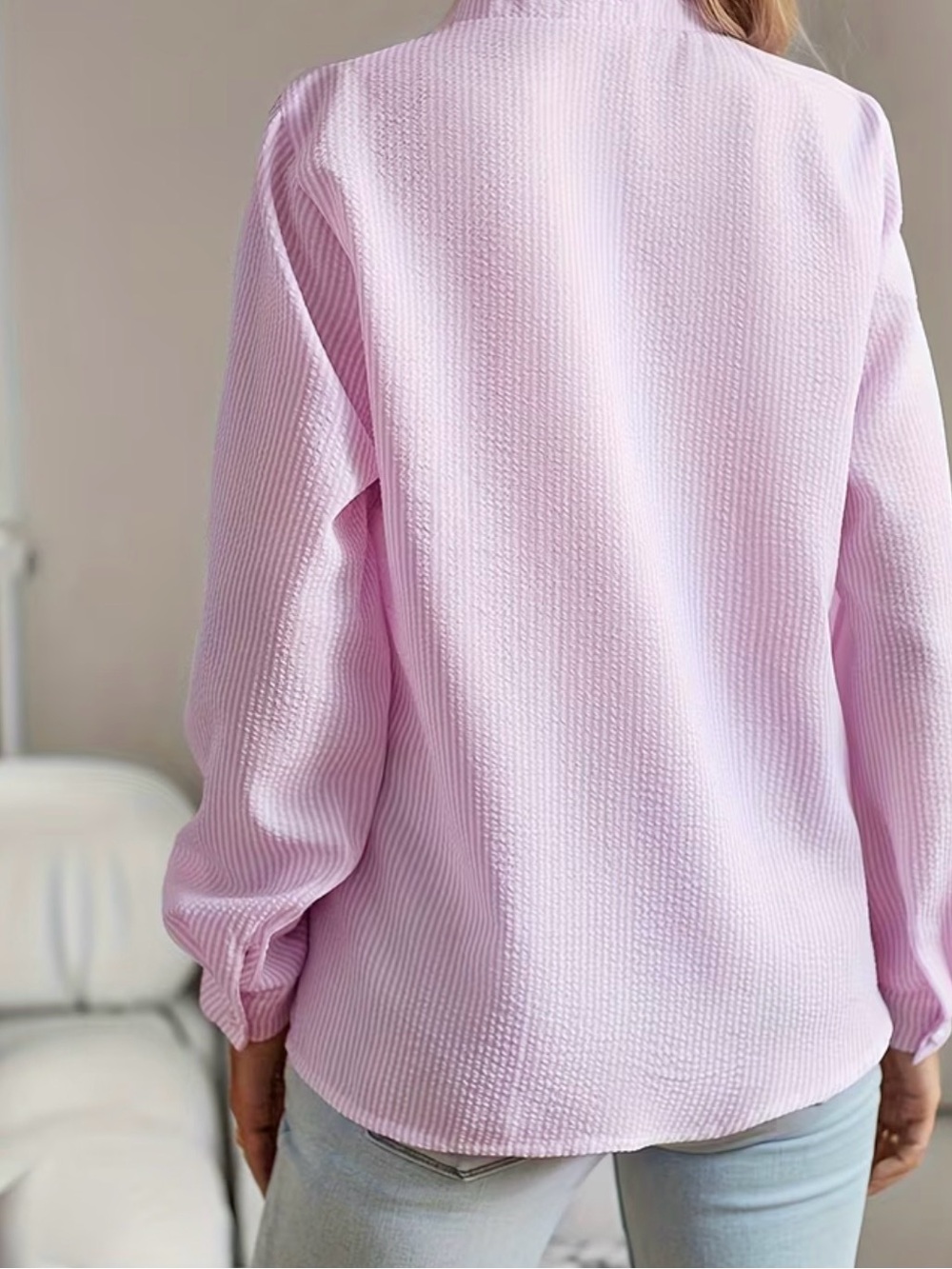 Women's Pink Ruffle Button-Front Top - Picture 2 of 3